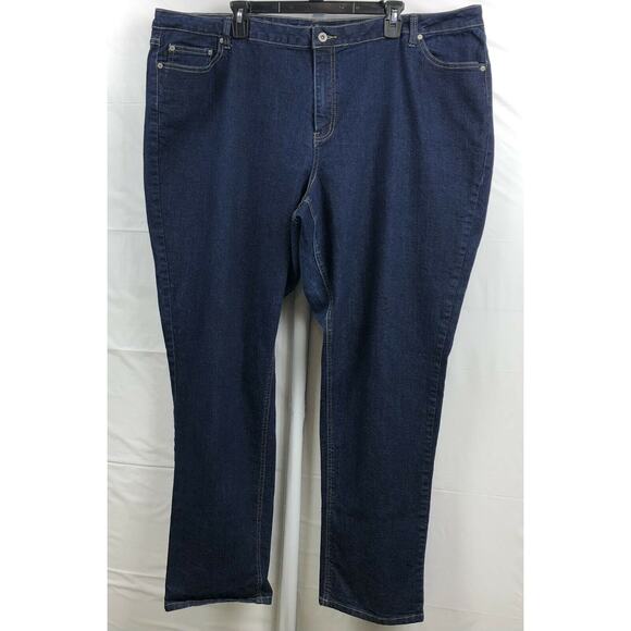 Ashley Stewart Denim Jeans Women Plus 26W Dark Blue Stretch Cotton Straight Leg - Picture 1 of 12